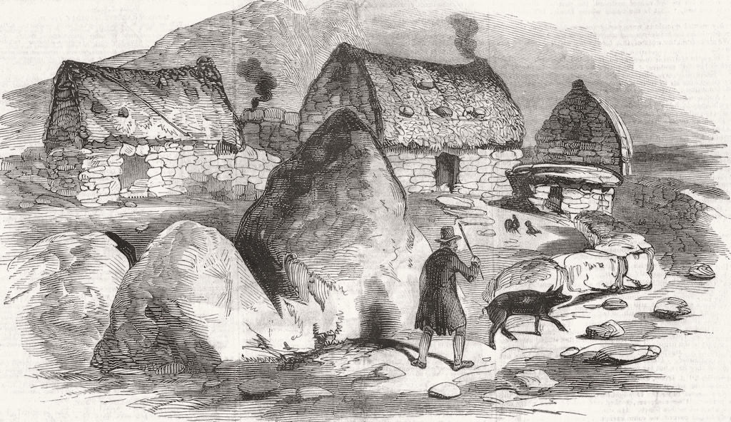 IRELAND. Scene in Derrynane Beg 1846 old antique vintage print picture